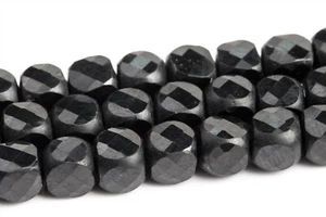4MM Black Spinel Faceted Cube Grade AA Genuine Natural Gemstone Loose Beads - Picture 1 of 4