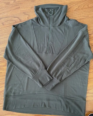 Moletom novo com etiquetas LOU & CINZA Signature Soft Top 1/4 zíper pulôver verde tamanho Wms XXL - Imagem 1 de 4