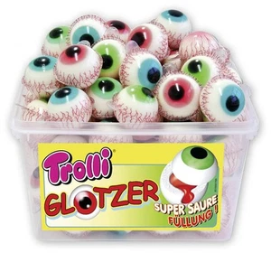 60 Trolli Glotzer Augen Halloween Fruchtgummi gefüllt Süßes (23,04 EUR/kg) - Bild 1 von 3
