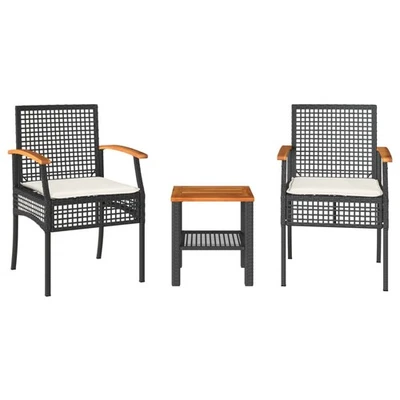 4 Piece Outdoor Lounge Set with Cushions in Black Poly Rattan vidaXL - Image 1 of 4