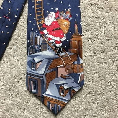 Галстук Stafford мужской черный итальянский шелк рождественский галстук на воздушном шаре Santa - Изображение 1 из 4