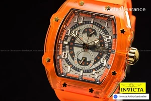 Invicta Men's Racing 48.5mm Grey Orange Dial Orange Silicone Quartz Watch - Picture 1 of 8