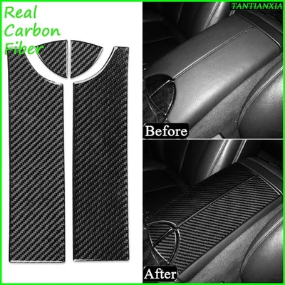 For Benz E-Class W211 2003-09 Real Carbon Fiber Armrest Storage Switch Trim Kit - Image 1 of 4