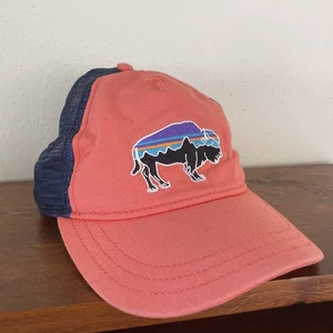 Patagonia Bison Buffalo Mütze bestickt Druckknopflasche Netzrücken Kappe Erwachsene pfirsichblau - Bild 1 von 10