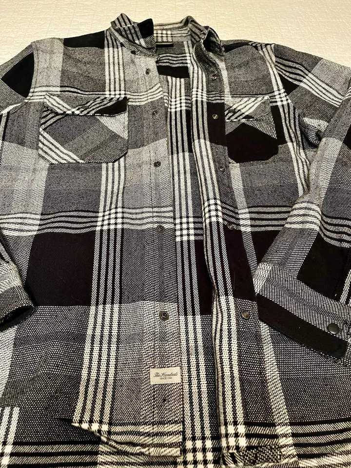 Chaqueta/franela a cuadros negra/blanca marca The Hundreds nano revestimiento talla L para hombre Foto 1 de 4