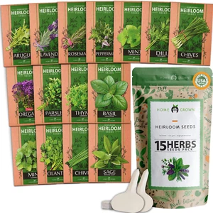 15 Bóveda de Semillas de Hierbas Culinarias - Herencia y No OGM - 4500 Plus Semillas para Plantin - Imagen 1 de 17