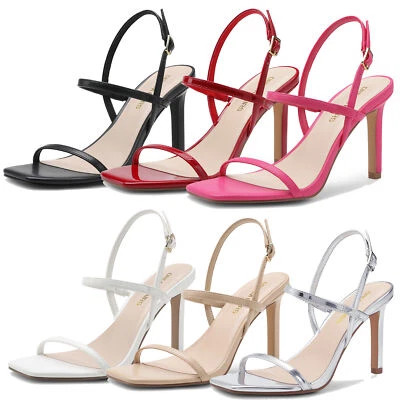 Sandálias femininas de salto alto salto agulha biqueira quadrada sexy vestido de festa de casamento sandálias - Imagem 1 de 4