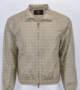 New MCM Men's $895 Grey Yellow Nylon Printed Logo Windbreaker Zip Jacket 38 48 M - Picture 1 of 7
