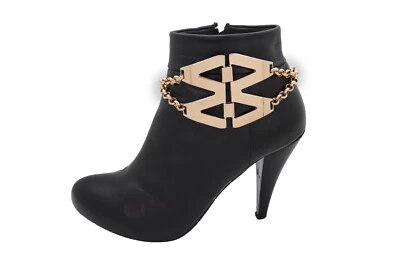 Mujer Oro Metal Cadena Motociclista Bota Pulsera Zapato M Alas Dije Motocicleta Look Foto 1 de 4