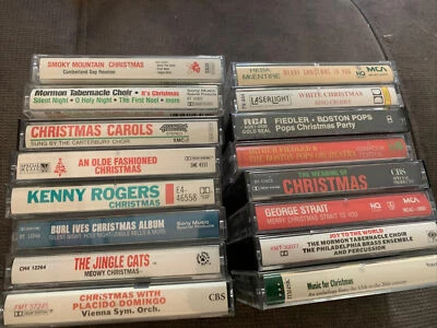 Lot of 16 Christmas Cassettes Tapes Bing Kenny Strait Burl Placido Boston Pops — 第 1/3 张图片