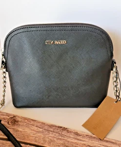 NUEVO CON ETIQUETAS Steve Madden BMaggie Bandolera Cúpula Cartera Negro Plata Acentos Correa de Cadena - Imagen 1 de 5