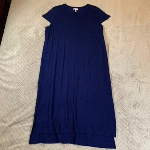 Jessica Simpson Womens 2X Long Midi Dress Blue Short Cap Sleeve Casual - Picture 1 of 10