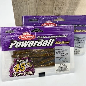 (2) Berkley PowerBait MaxScent Flat Worm 4.25” MANGO MAGIC - FAST SHIPPING - Picture 1 of 3