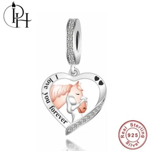 Horse Riding Charm Horsing Birthday Dangle Genuine 925 Silver I Love You Forever - Picture 1 of 5