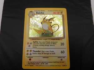 1999 Raichu Holofoil Rare Pokemon Base Set Electric Chu 14/102 LP - Picture 1 of 10