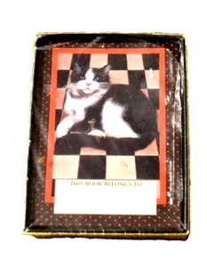 KITTY CAT Bookplates BLACK/WHITE This Book Belongs To Antioch 28 Self-Stick Vtg - Imagen 1 de 4