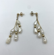 14K Yellow Gold Pearl Chandelier Earrings Lot #2