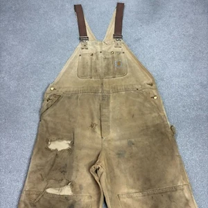 Carhartt Dungarees Adult 40x30 Tan Overalls Double Knee Bib Canvas Duck Men* - Picture 1 of 12