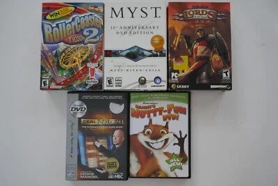 5 Rollercoaster Tycoon 2 Box Myst Lord of the Realm 3 Deal Nutty CD ROM PC LOT - Image 1 of 2