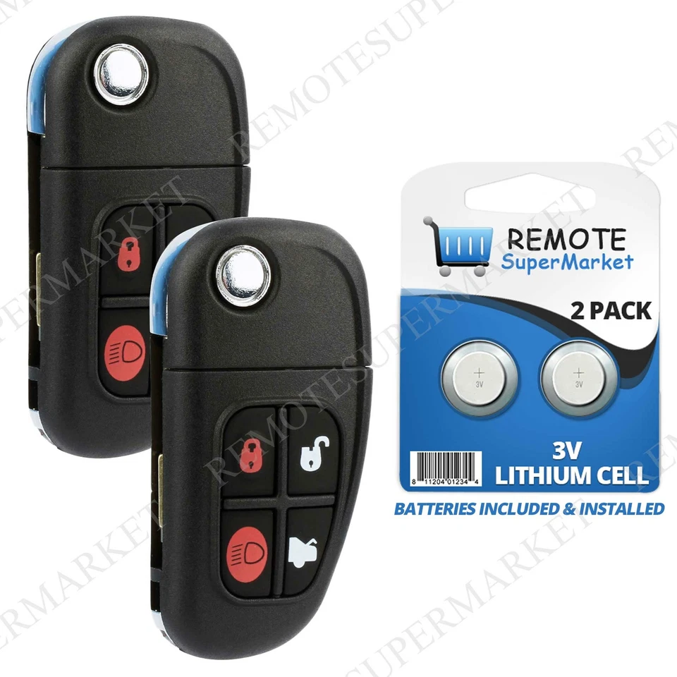 2 For 03 2004 2005 2006 2007 2008 Jaguar S-Type X-Type XJ8 Remote Flip Key Fob - Image 1 of 1