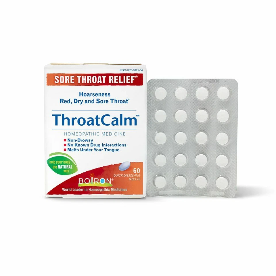 Boiron ThroatCalm Tablets Sore Throat Relief- Hoarseness- Red- Dry and Sore Thro - Image 1 of 1