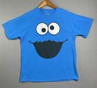 Sesame Street Cookie Monster Big Face Print Retro Cartoon Shirt Sz L Distress