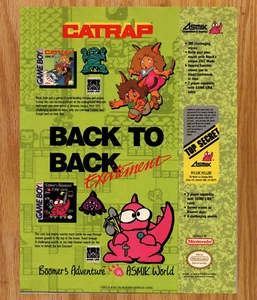 Catrap Boomer Adventure Asmik World Gameboy Nintendo - Video Game Print Ads 1991 - Picture 1 of 3