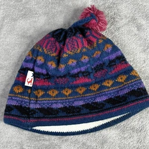 Vintage Darn Fine Hats Pom Beanie Youth Child 100% Wool Fair Isle Outdoor USA - Picture 1 of 11