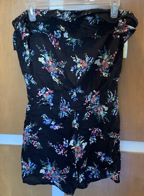 Mameluco/jersey Xhilaration negro colorido estampado floral sin tirantes - talla L - Nuevo con etiquetas Foto 1 de 4