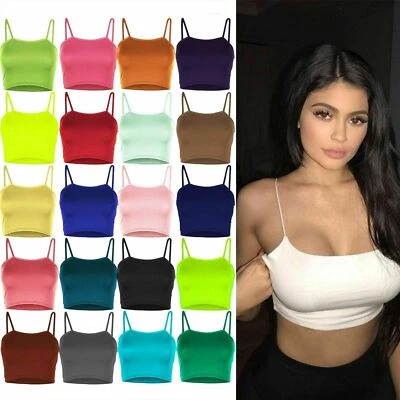 Ladies Cami Crop Bra Camisole Crop Bra Womens Sports Gym Cami Bra Top Bralet  - Image 1 of 2