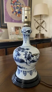 Rare 18th Century Dutch Delft Blue Knobble Antique Vase Table Lamp 11.5'' Tall - Picture 1 of 21