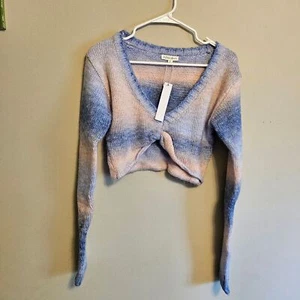 For Love and Lemons NWT Celeste Twist Front Stripe Crop Sweater Medium - Picture 1 of 7