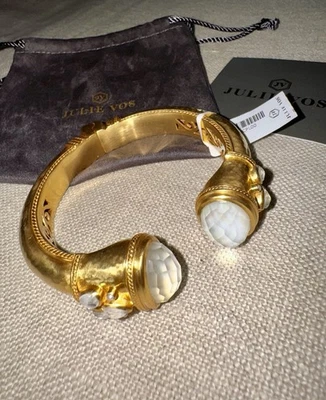 Brazalete Brazalete Julie Vos Grande con Bisagras Iridiscente Transparente y Perlas RETIRARSE NUEVO CON ETIQUETAS Foto 1 de 4