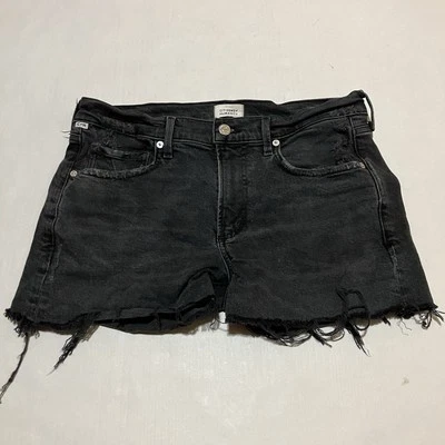 Pantalones cortos de mezclilla Citizens Of Humanity Ella para mujer tiro medio negros oscuros talla 28 X 3 Foto 1 de 4