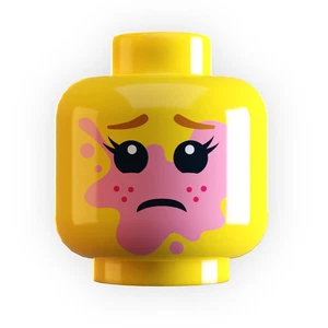 Girl Popped Bubble Gum on Face Minifig Head made using LEGO part - Picture 1 of 2