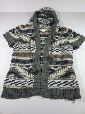 Kenji Hooded Cardigan Short Sleeve Sweater Gray,  Blue,  White,  Orange, Size L. - Image 1 of 4