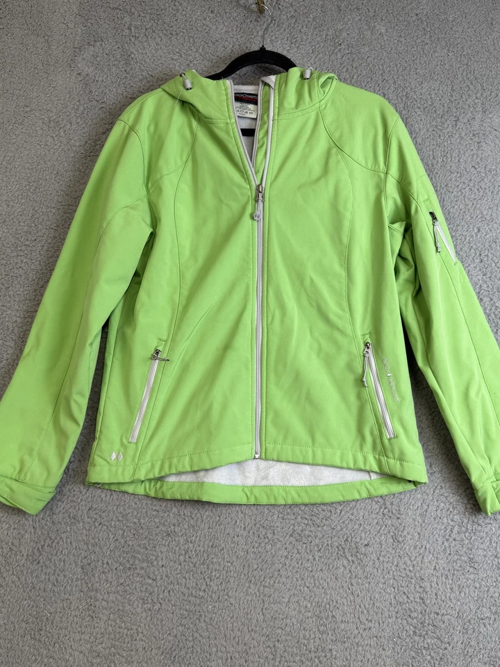 Chaqueta negra diamante doble diamante para mujer abrigo de exterior mediano softshell con capucha Foto 1 de 4