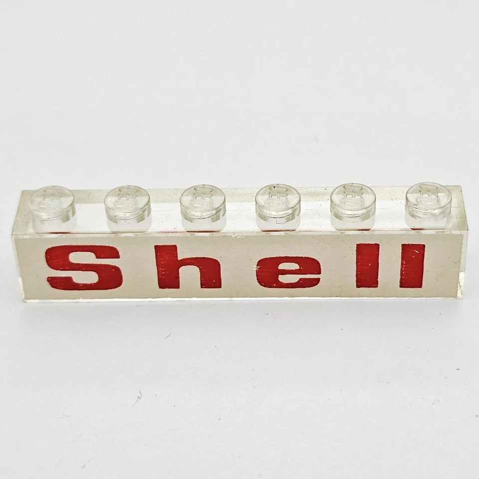 Vintage LEGO Transparenter Leuchtstein 1×6 SHELL Tankstelle Service Werkstatt - Bild 1 von 1