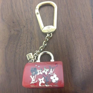LOUIS VUITTON Porte Cles Speedy Inclusion Key Ring Holder Bag Charm Red - Picture 1 of 9