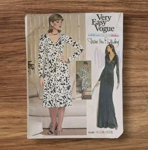 Vtg Vogue Pattern UNCUT Diane Von Furstenberg Wrap Dress Sz 14 Easy 1548 Classic - Picture 1 of 19