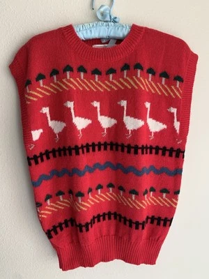 Chaleco Vintage M The Import Workshop Mezcla Lana Red Goose Farm Retro Años 70 80 Kitsch Foto 1 de 4