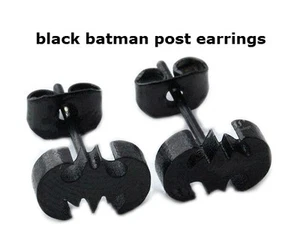 Punk Edelstahl schwarze Fledermaus Batman Ohrstecker Ohrringe Unisex schöner Schmuck - Bild 1 von 5