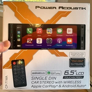 Power Acoustik CP-71WA (UPDATED CP-71W) 1-DIN Stereo Apple CarPlay Android Auto - Picture 1 of 12