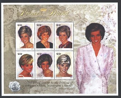 GUYANA 3234-36 SG5137-42,MS5143 MNH 1997 Princesa Diana Hoja de 6+2MS CV$18 Foto 1 de 2