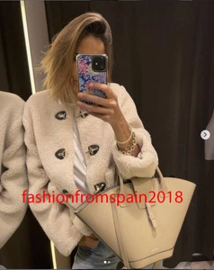 ZARA NEW WOMAN FAUX SHEARLING JACKET LOBSTER CLASPS LIGHT CAMEL XS-XXL 5854/223