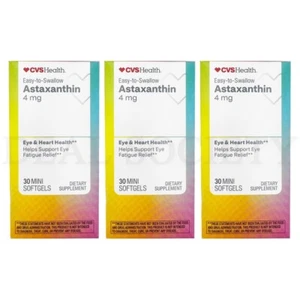 CVS Health Easy To Swallow Astaxanthin 4mg 30 Count Each Lot of 3 - Picture 1 of 5