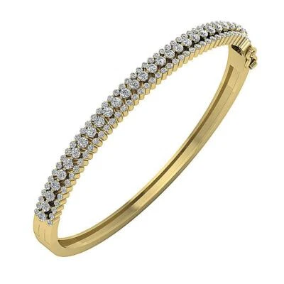 Womens Bangle Bracelet Natural Diamond 2.00 Ct I1 G 14K White Yellow Rose Gold - Image 1 of 4