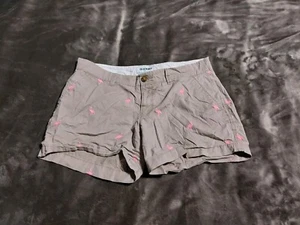 Pantaloncini chino donna Old Navy marrone con fenicottero ricamati taglia 6, comodi, usati in ottime condizioni - Foto 1 di 8