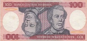 BRAZIL 100 Cruzeiros Banknote  a Bill p198b   , CIRCULATED - Picture 1 of 2