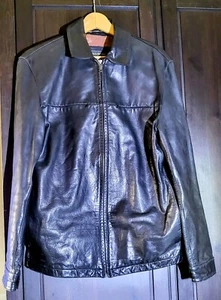 90s Banana Republic Men's Leather Jacket Medium Mint! - Picture 1 of 15